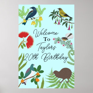 New Zealand Bird Birthday Welcome  Poster