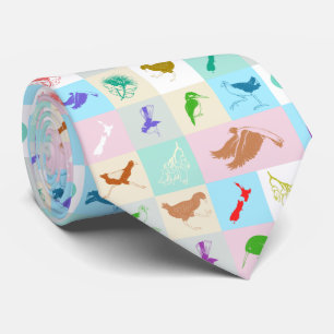 New Zealand Bird Pattern Tie
