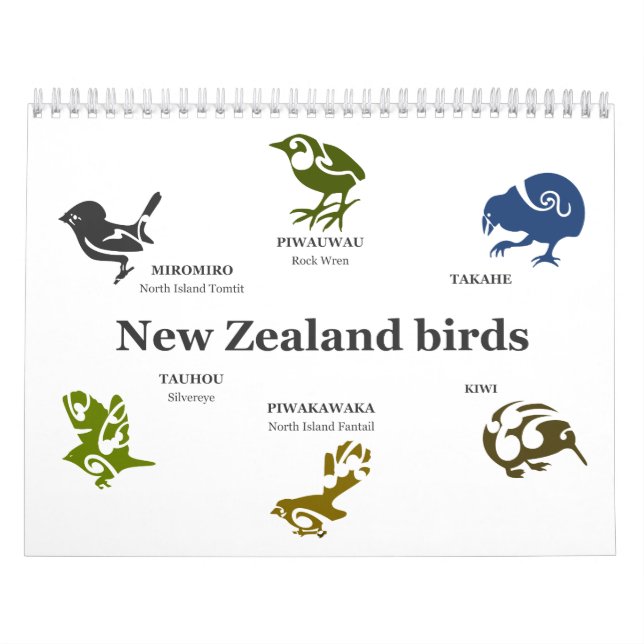 New Zealand birds Calendar (Cover)