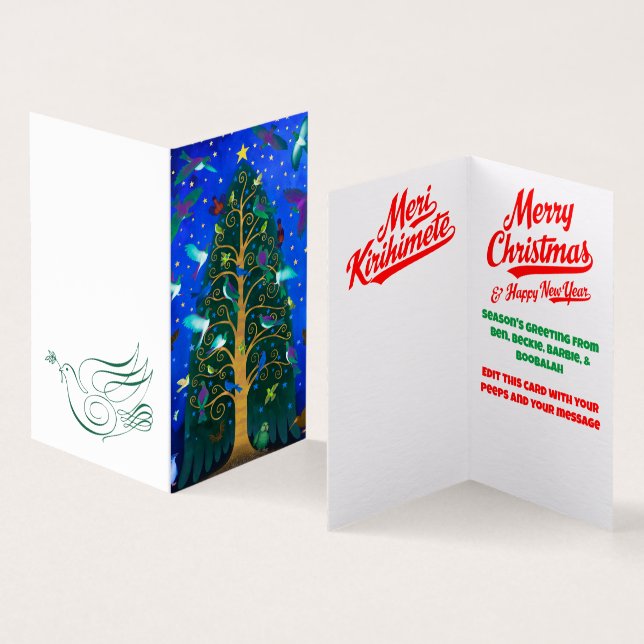 New Zealand Birds Christmas Card (Inside and Outside)