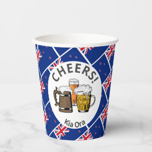 NEW ZEALAND Cheers Kia Ora Beer Paper Cups