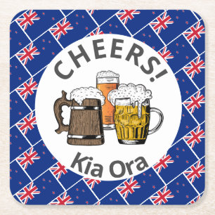 NEW ZEALAND Cheers Kia Ora Beer Square Paper Coaster