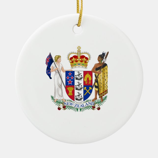New Zealand Coat of Arms Ceramic Ornament (Front)