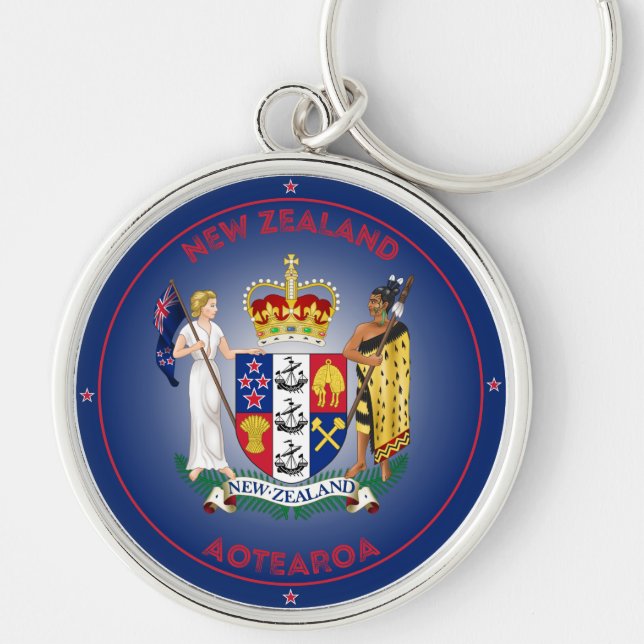 New Zealand Coat of Arms Circle Shape Keychain (Front)