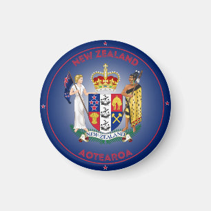 New Zealand Coat of Arms Circle Shape Magnet