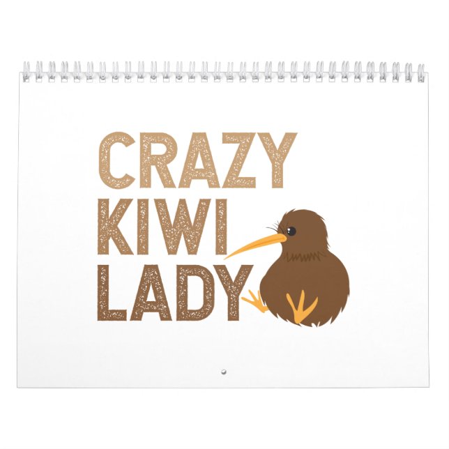 New Zealand Crazy Kiwi Lady Funny Gift Idea Calendar (Cover)