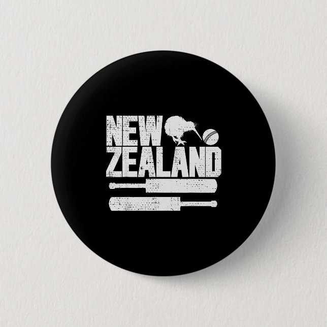 New Zealand Cricket (mr Kiwi And Mr Ball)  2 Inch Round Button (Front)