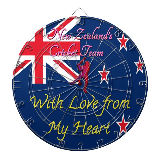 New Zealand Cricket Team: Love From My Heart Art Dartboard (Front)