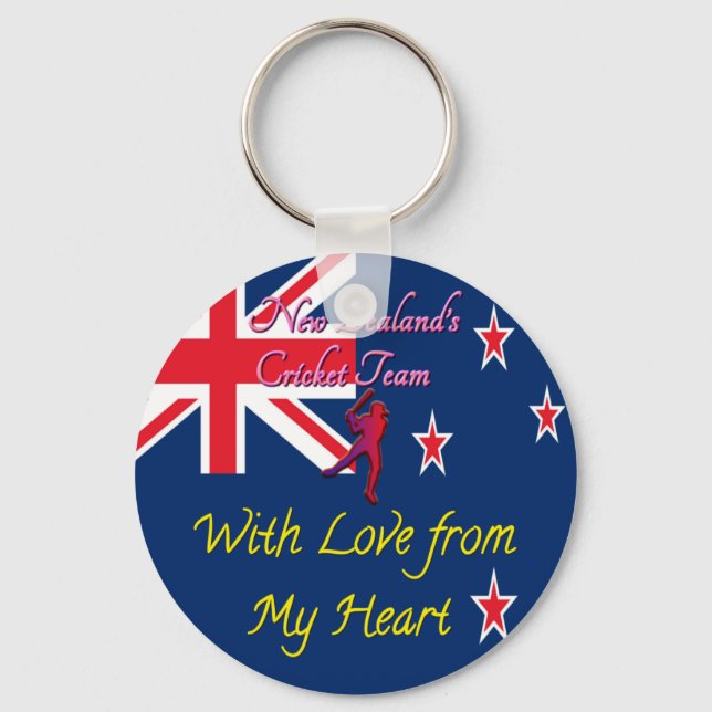 New Zealand Cricket Team: Love From My Heart Art Keychain (Front)
