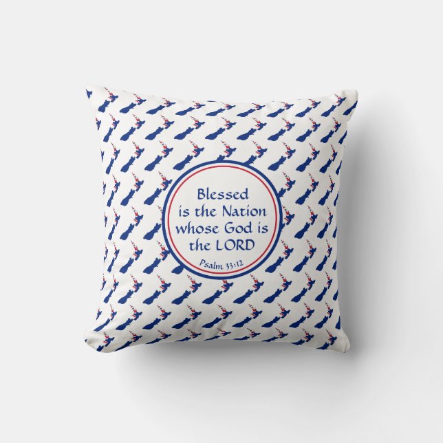 NEW ZEALAND Custom Scripture BLESSED NATION Throw Pillow (Front)