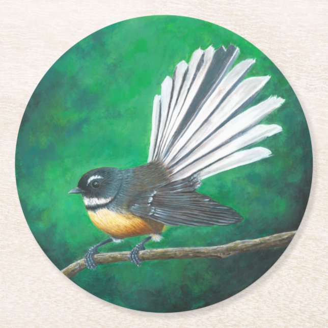 New Zealand fantail bird (piwakawaka) - Coaster (Front)