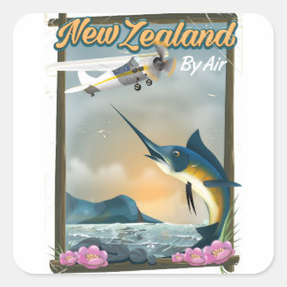 New Zealand Fishing travel poster Square Sticker