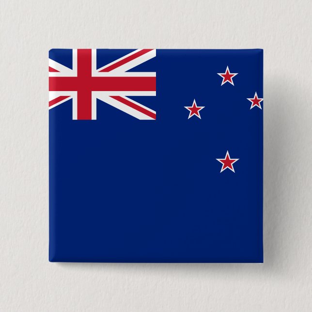 New Zealand Flag 2 Inch Square Button (Front)