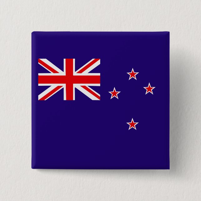 New Zealand flag 2 Inch Square Button (Front)