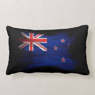 New Zealand flag brush stroke, national flag Lumbar Pillow