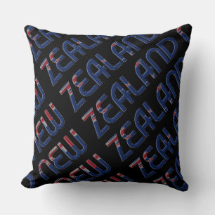 New Zealand Flag Colours Typography Souvenir Throw Pillow