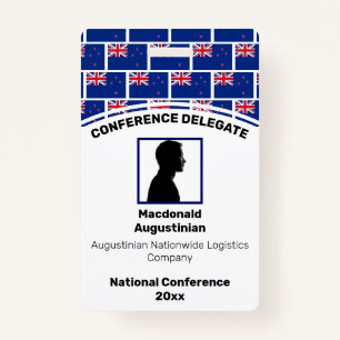 NEW ZEALAND FLAG Customized Logo Photo ID Name Badge