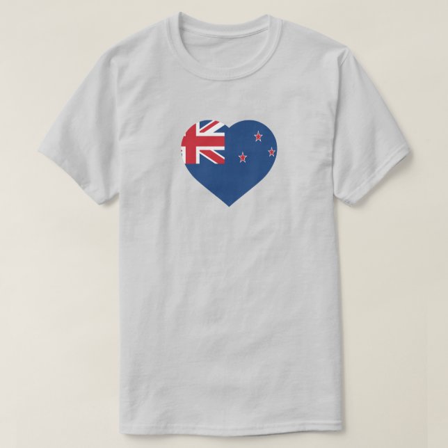 New Zealand Flag Heart T-Shirt (Design Front)