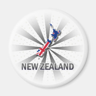 New Zealand Flag Map 2.0 Magnet