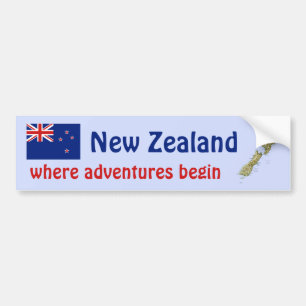 New Zealand Flag + Map Bumper Sticker