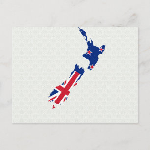 New Zealand Flag Map full size Postcard