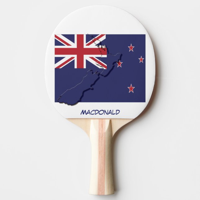 NEW ZEALAND FLAG & MAP Personalized Ping Pong Paddle (Front)