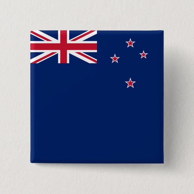 New Zealand Flag (NZ) 2 Inch Square Button (Front)
