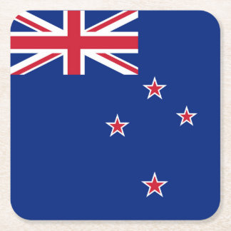 New Zealand Flag: Union Jack, Southern Cross Stars Square Paper Coaster