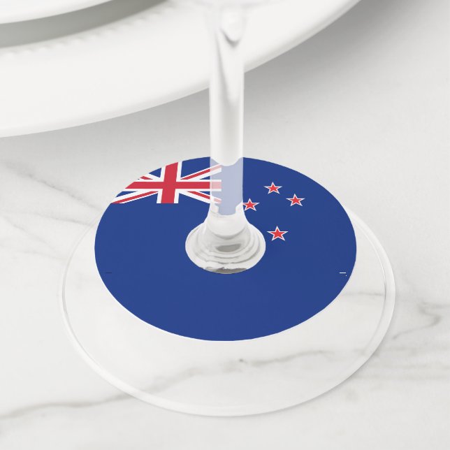 New Zealand flag Wine Glass Tag (Close Up)