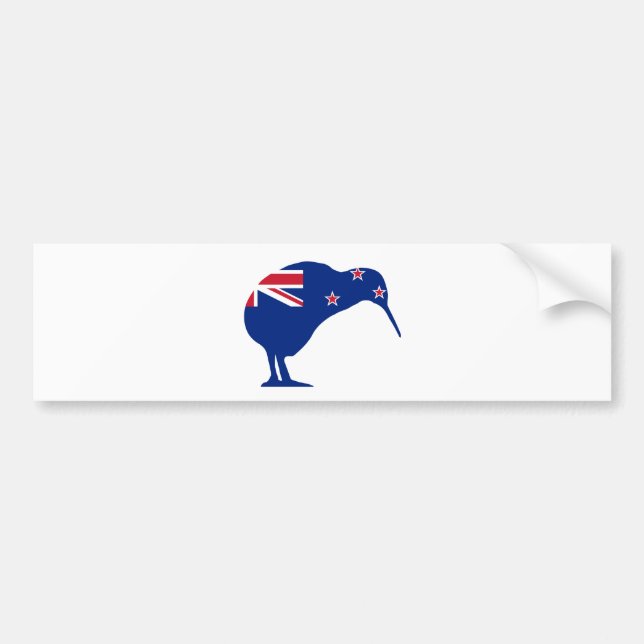 New Zealand Flag With Kiwi SIlhouette Bumper Sticker (Front)
