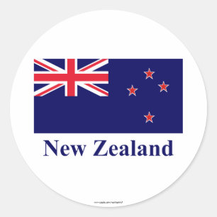 New Zealand Flag with Name Classic Round Sticker