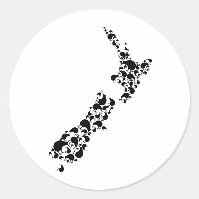 NEW ZEALAND - full of kiwis - black Classic Round Sticker (Front)