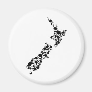 NEW ZEALAND - full of kiwis - black Magnet