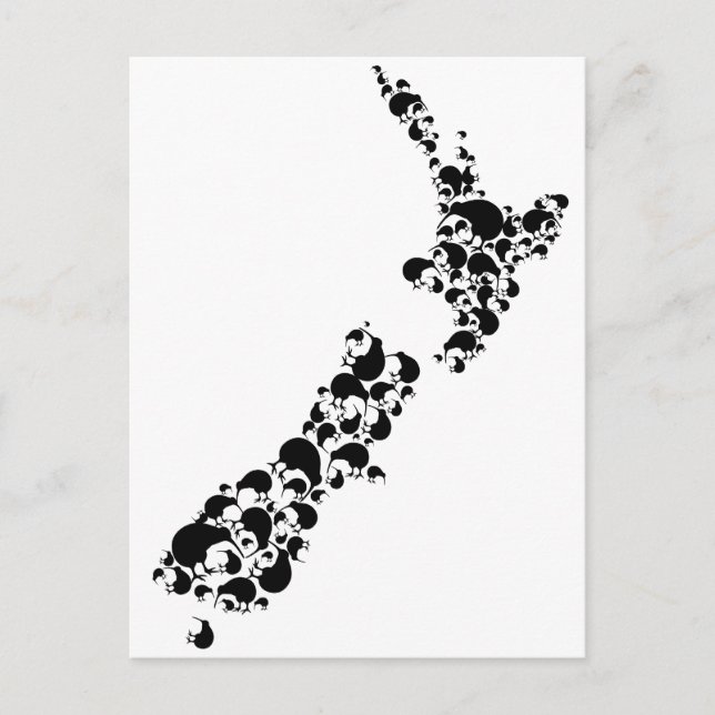 NEW ZEALAND - full of kiwis - black Postcard (Front)