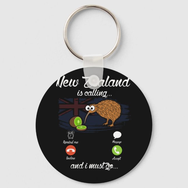 New Zealand Is Calling And I Must Go Keychain (Front)