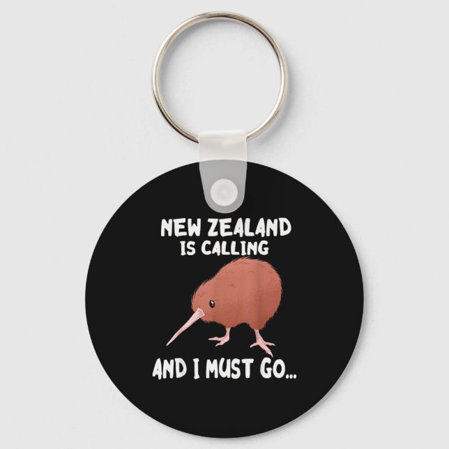 New Zealand Is Calling Kiwi Bird Wildlife Animal  Keychain (Front)