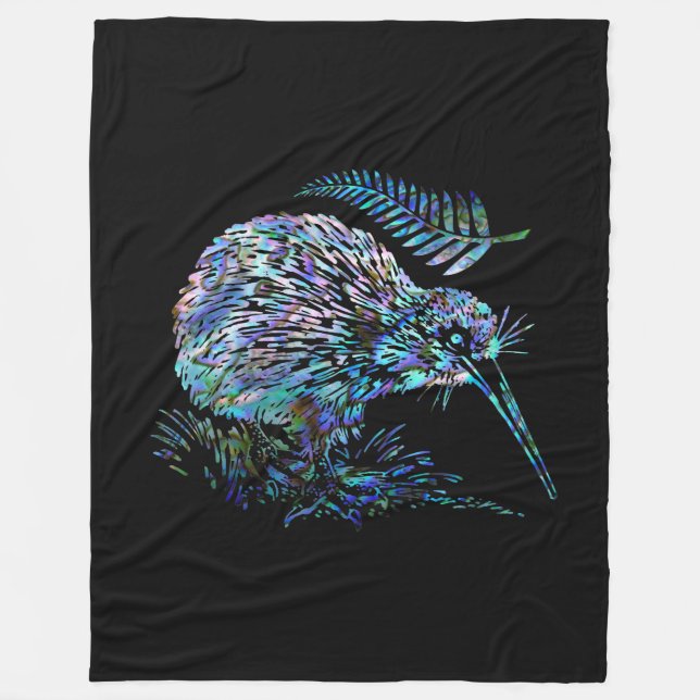 NEW ZEALAND KIWI AND FERN PAUA FLEECE BLANKET (Front)