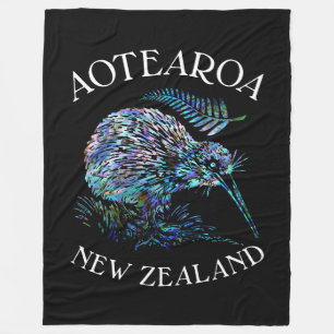 NEW ZEALAND KIWI AND FERN PAUA FLEECE BLANKET