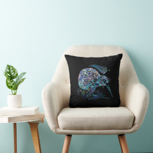 NEW ZEALAND KIWI AND FERN PAUA THROW PILLOW