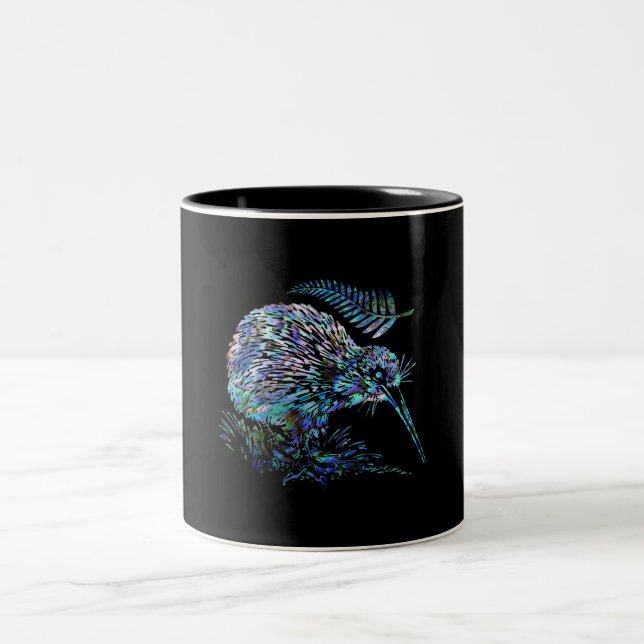 NEW ZEALAND KIWI AND FERN PAUA Two-Tone COFFEE MUG (Center)