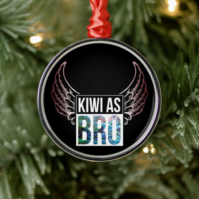 NEW ZEALAND KIWI AS BRO SIMPLE PAUA METAL ORNAMENT (Tree)