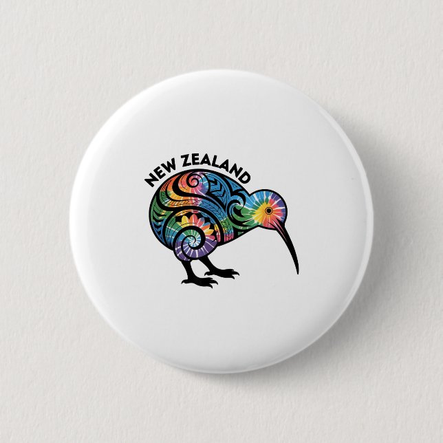 New Zealand Kiwi Bird  2 Inch Round Button (Front)