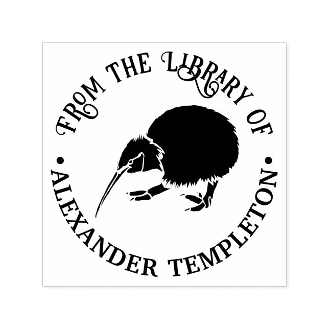 New Zealand Kiwi Bird Library Book Name Self-inking Stamp (Design)