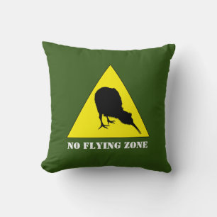 New Zealand, Kiwi Bird & No Flying Zone /Aotearoa Throw Pillow