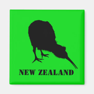New Zealand & Kiwi Bird Sillhouette / Aotearoa Magnet