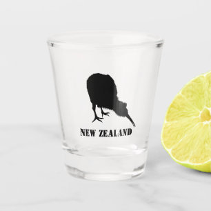 New Zealand & Kiwi Bird Sillhouette / Aotearoa NZ Shot Glass