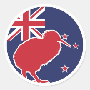 New Zealand Kiwi New Zealander National Animal Fla Classic Round Sticker