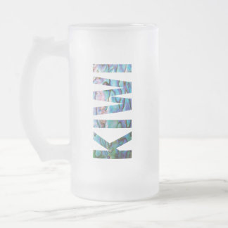NEW ZEALAND KIWI PAUA FROSTED GLASS BEER MUG