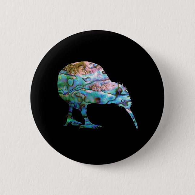 NEW ZEALAND KIWI SIMPLE PAUA 2 INCH ROUND BUTTON (Front)