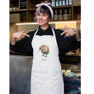 New Zealand Kiwi watercolor, customizable  Apron